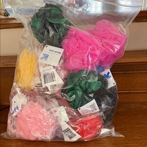 Colorful Bath Sponge Set of 17 shower puffs